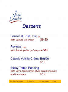 Java Jack's Desserts 2022
